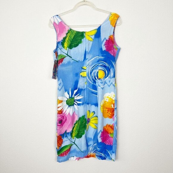 Jams World Hawaii Ravishing Floral V-Neck Rayon Tank Dress Womens Small STAINS - Picture 2 of 11